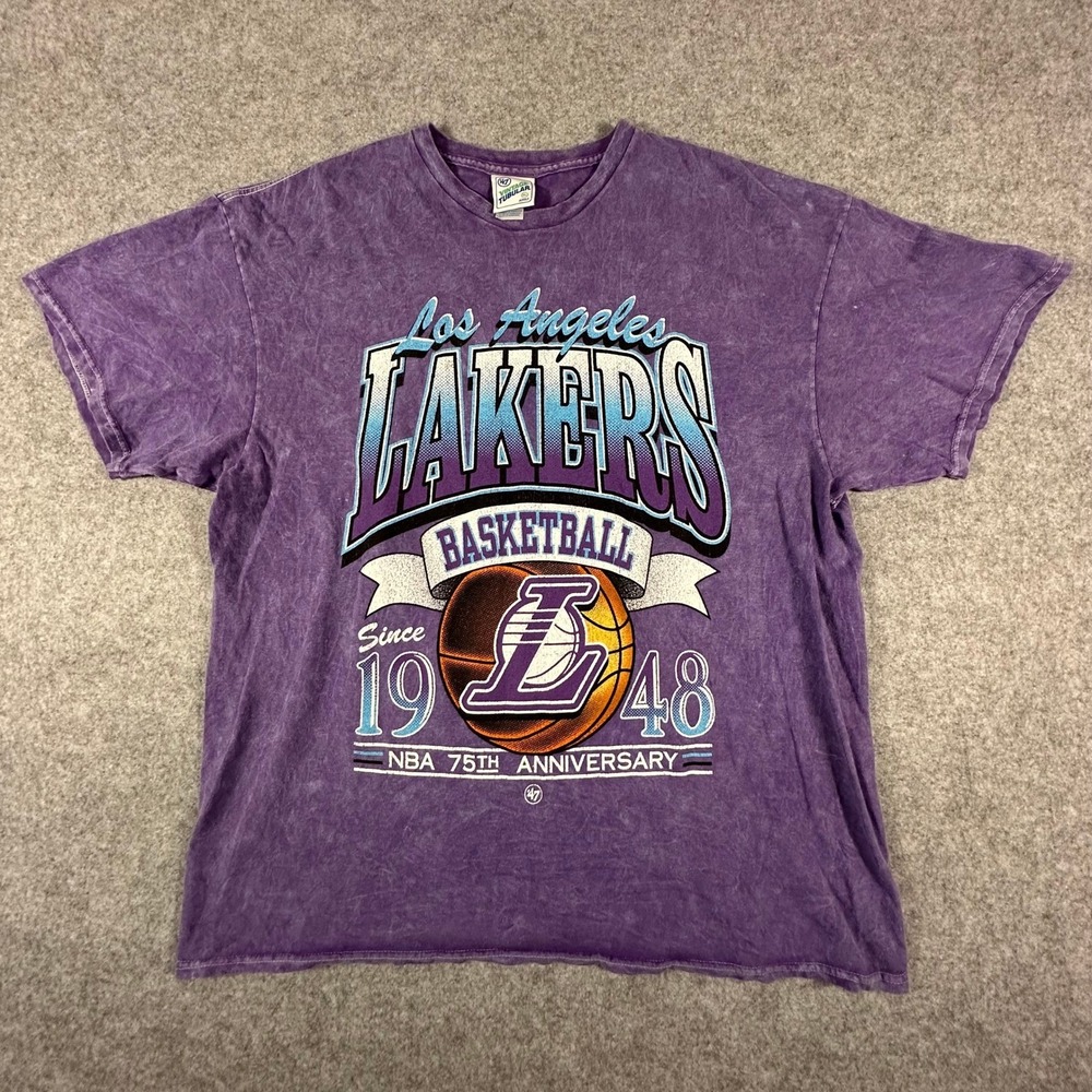 47 Brand Los Angeles Lakers T-Shirt Mens XL Purple NBA 75th Anniversary